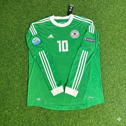 Germany EURO 2012 Lukas Podolski Long Sleeve Green Retro Football Jersey