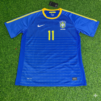 Brazil World Cup 2010 Philippe Coutinho Retro Blue Football Jersey