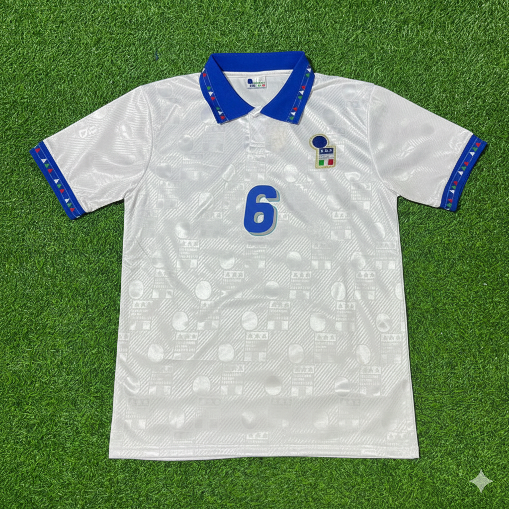 Italy World Cup 1994 Franco Baresi White Retro Football Jersey Kit
