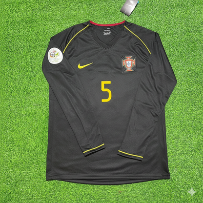 Portugal World Cup 2006 Fernando Meira Long Sleeve Black Retro Football Jersey