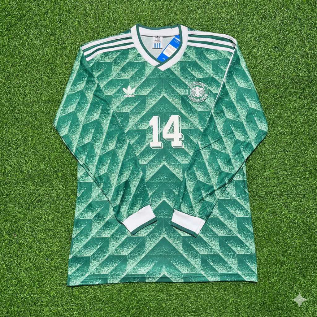 Germany World Cup 1990 Thomas Berthold Green Long Sleeve Football Jersey