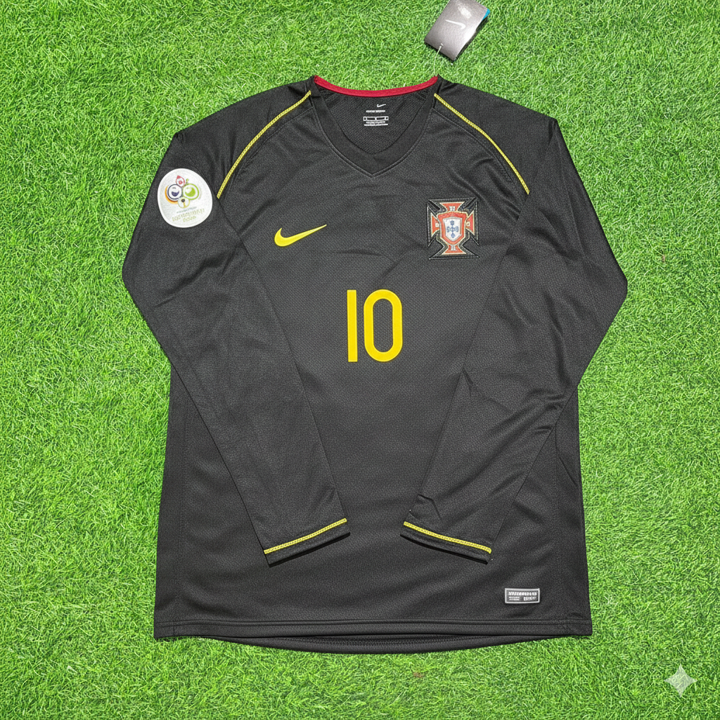 Portugal World Cup 2006 Hugo Viana Long Sleeve Black Retro Football Jersey