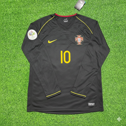 Portugal World Cup 2006 Hugo Viana Long Sleeve Black Retro Football Jersey