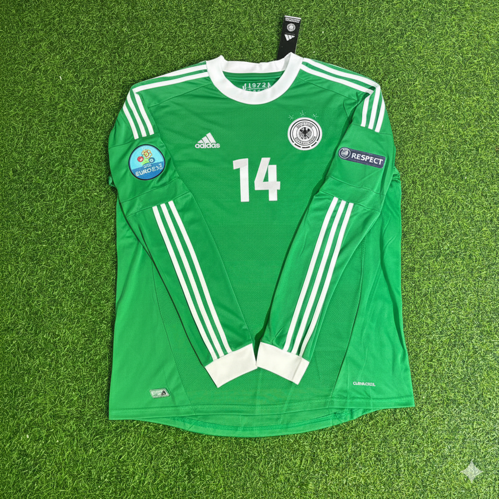 Germany EURO 2012 Benedikt Höwedes Long Sleeve Green Retro Football Jersey