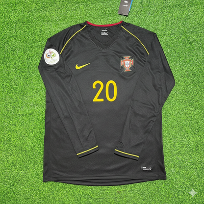 Portugal World Cup 2006 Deco Long Sleeve Black Retro Football Jersey