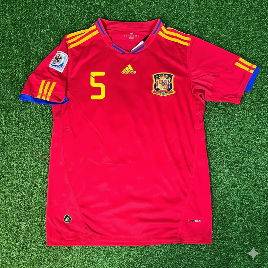 Spain World Cup 2010 Carles Puyol 5 Retro Football Jersey Kit