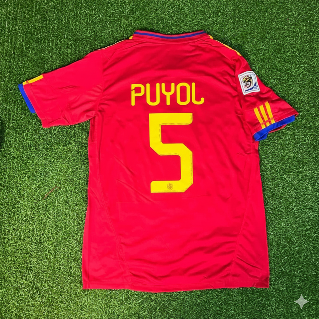 Spain World Cup 2010 Carles Puyol 5 Retro Football Jersey Kit