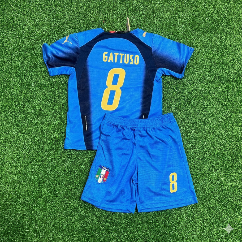 Italy World Cup 2006 Gennaro Gattuso 8- Final Retro Kids Football Jersey Kinder