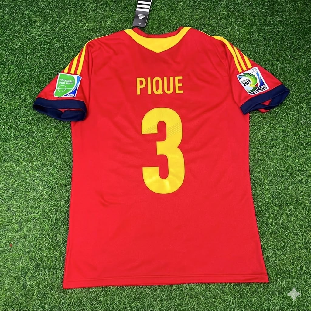 Gerard Pique Spain 2013 Confederations Cup Retro Football Jersey