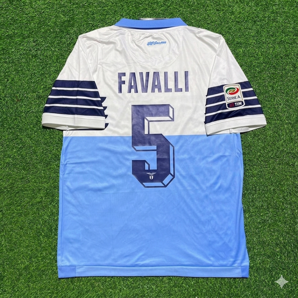 Giuseppe Favalli #5 Lazio White Blue Retro Home Football Jersey Kit