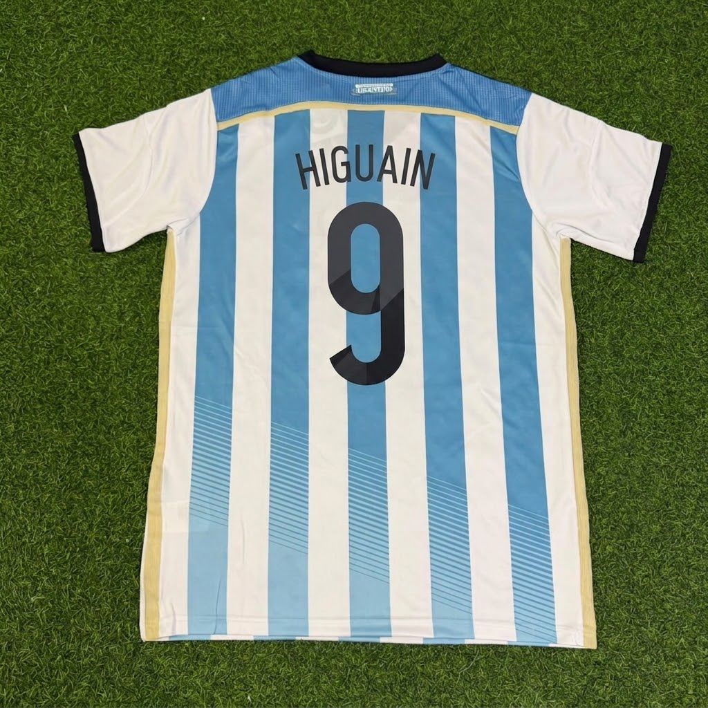 Gonzalo Higuain Argentina 2014 World Cup Home Retro Football Jersey