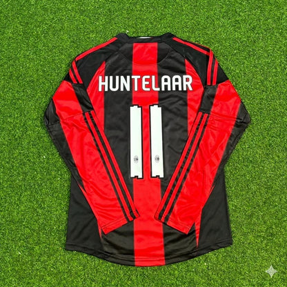 Klaas-Jan Huntelaar AC Milan 2010-2011 Home Long Sleeve Retro Football Jersey Kit