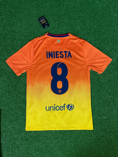 Andres Iniesta 8 Barcelona 2012 2013 Orange Retro Football Jersey Kit