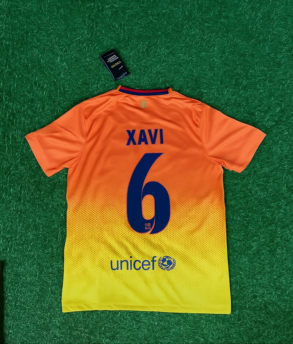 Xavi 6 Barcelona 2012 2013 Orange Retro Football Jersey Kit