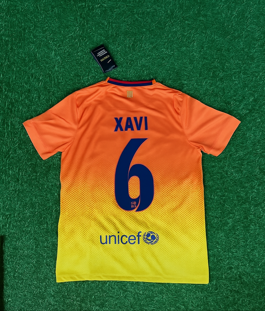 Xavi 6 Barcelona 2012 2013 Orange Retro Football Jersey Kit