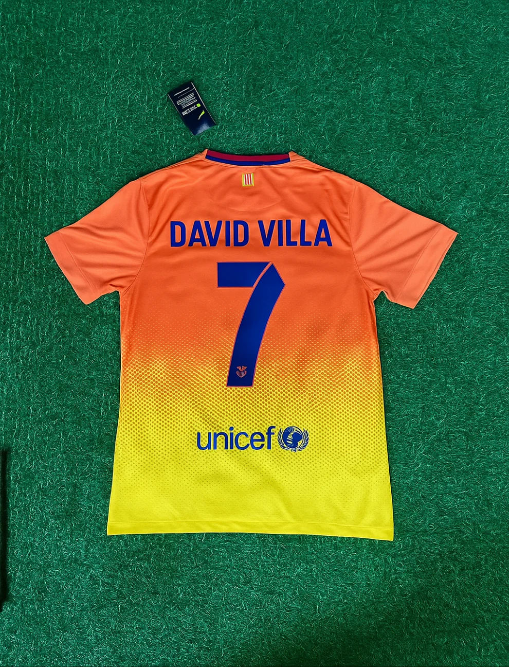 David Villa 7 Barcelona 20122013 Orange Retro Soccer Soccer Kit