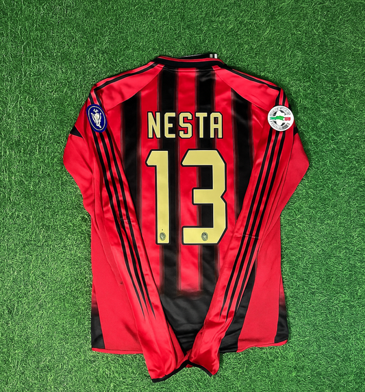 Alessandro Nesta 13 Milan 2003/2004 Red & Black Home Retro Football Jersey Kit