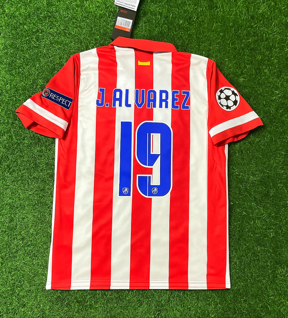 Julian Alvarez 19 Atlético Madrid Home 2013/14 Football Jersey Red and White Retro Kit Football Jersey