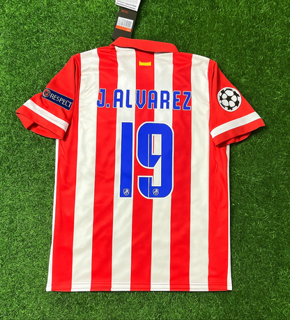 Julian Alvarez 19 Atlético Madrid Home 2013/14 Football Jersey Red and White Retro Kit Football Jersey