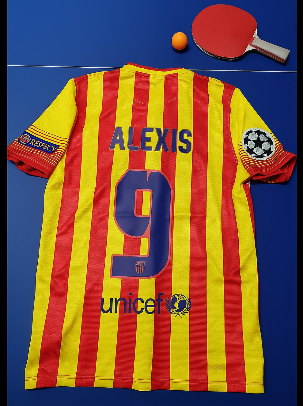 Alexis Sanchez 9 - Barcelona 2013/2014 Yellow Red Retro Football Jersey