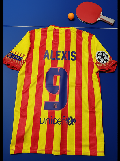 Alexis Sanchez 9 - Barcelona 2013/2014 Yellow Red Retro Football Jersey