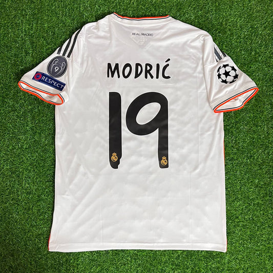 Real Luka Modric Madrid 2014 Champions League Final Lisbon Short Sleeve Jersey Soccer Kit