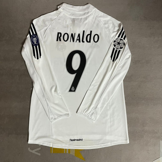 Real Ronaldo Nazario Madrid Champions League Long Sleeve Jersey Soccer Kit