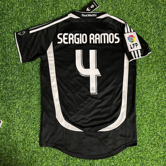 Real Sergio Ramos Madrid 2007-2008 Black Long Sleeve Jersey Soccer Kit