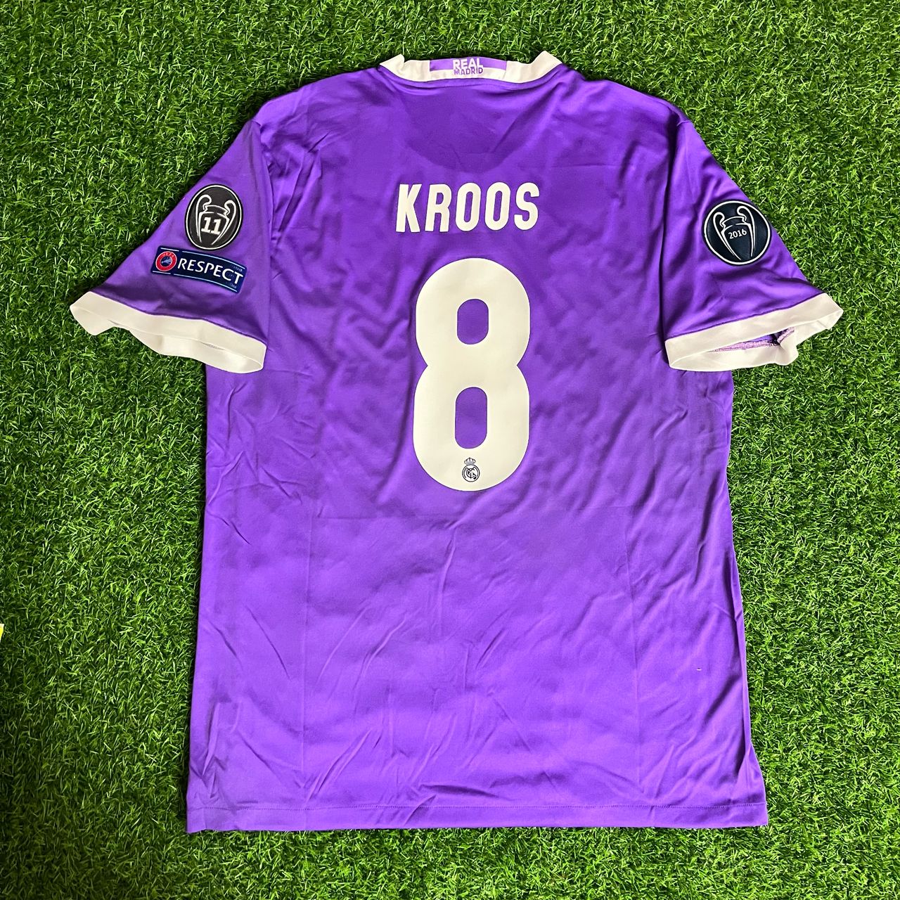 R. Toni Kroos Madrid 2017 Cardiff Final Champions League Short Sleeve Jersey Soccer Kit