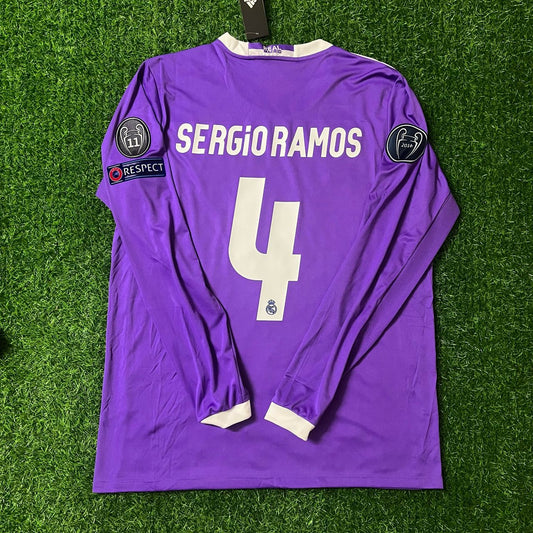 R. Sergio Ramos Madrid Champions League Long Sleeve Jersey Soccer Kit