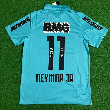 Santos FC Neymar JR 2011 2012 Retro Blue Green Turquoise Jersey Trikot