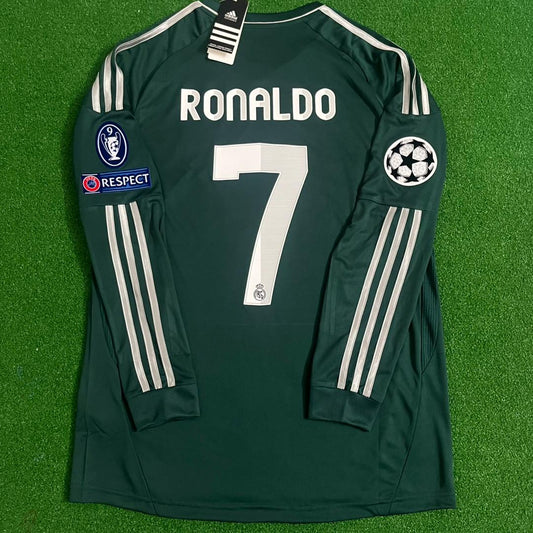 CR7 Cristiano Ronaldo Real Madrid 2012-2013 Champions League Green Long Sleeve Jersey Soccer Kit