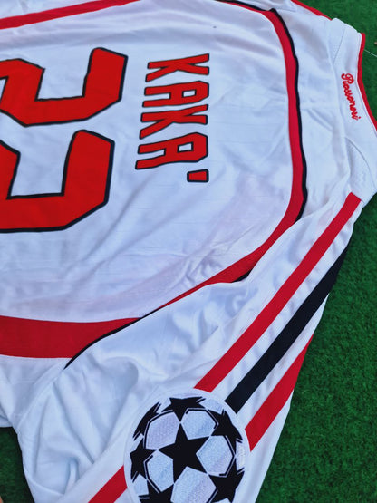 Kaká #22 AC Milan 2007 Champions League Final Away White Long Sleeve Retro Football Jersey