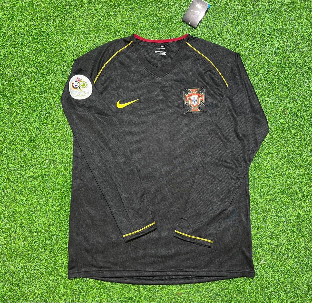 Portugal World Cup 2006 Long Sleeve Black Retro Football Jersey