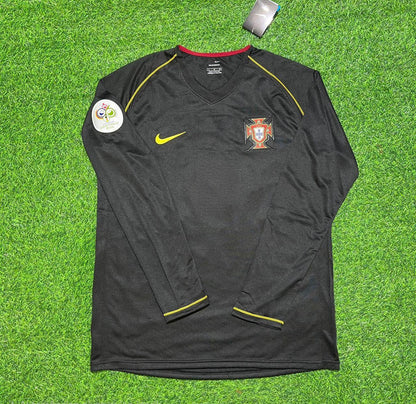 Portugal World Cup 2006 Long Sleeve Black Retro Football Jersey