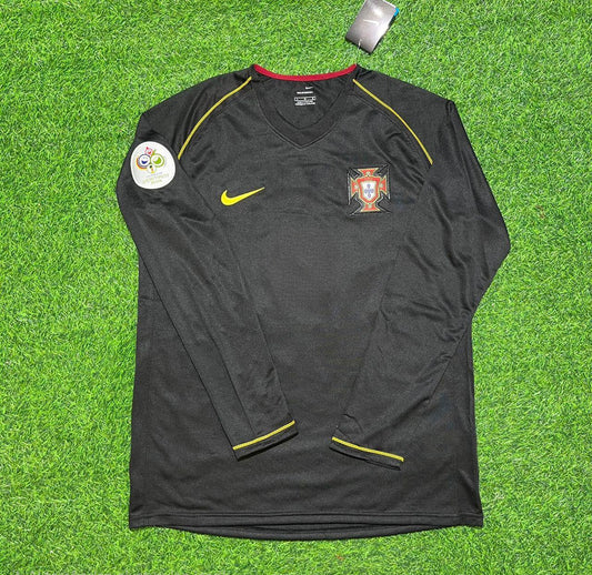 Portugal World Cup 2006 Long Sleeve Black Retro Football Jersey