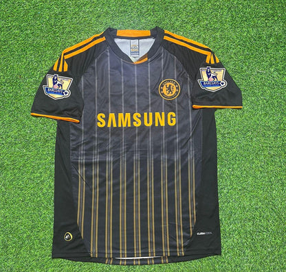 Chelsea 2010 2011 Away Retro Black Orange Football Jersey Kit