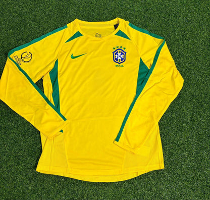 Brazil Pele Yellow Long Sleeve Retro Football Jersey