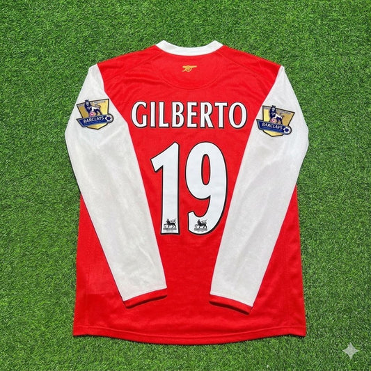 Gilberto Silva #19 Arsenal 2006 2007 Home Long Sleeve Retro Football Jersey