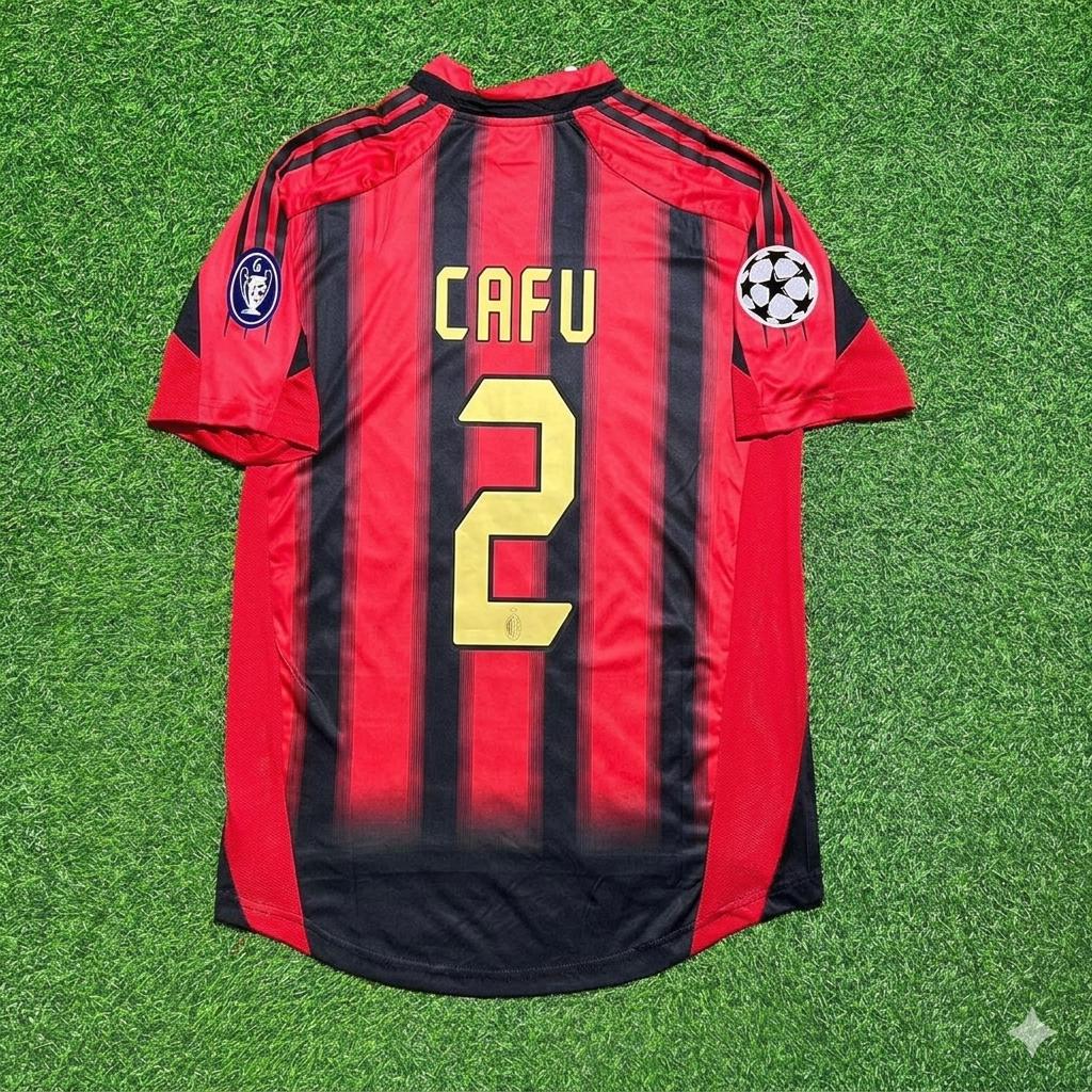 Cafu #2 AC Milan 2004 2005 Home Retro Football Jersey Kit