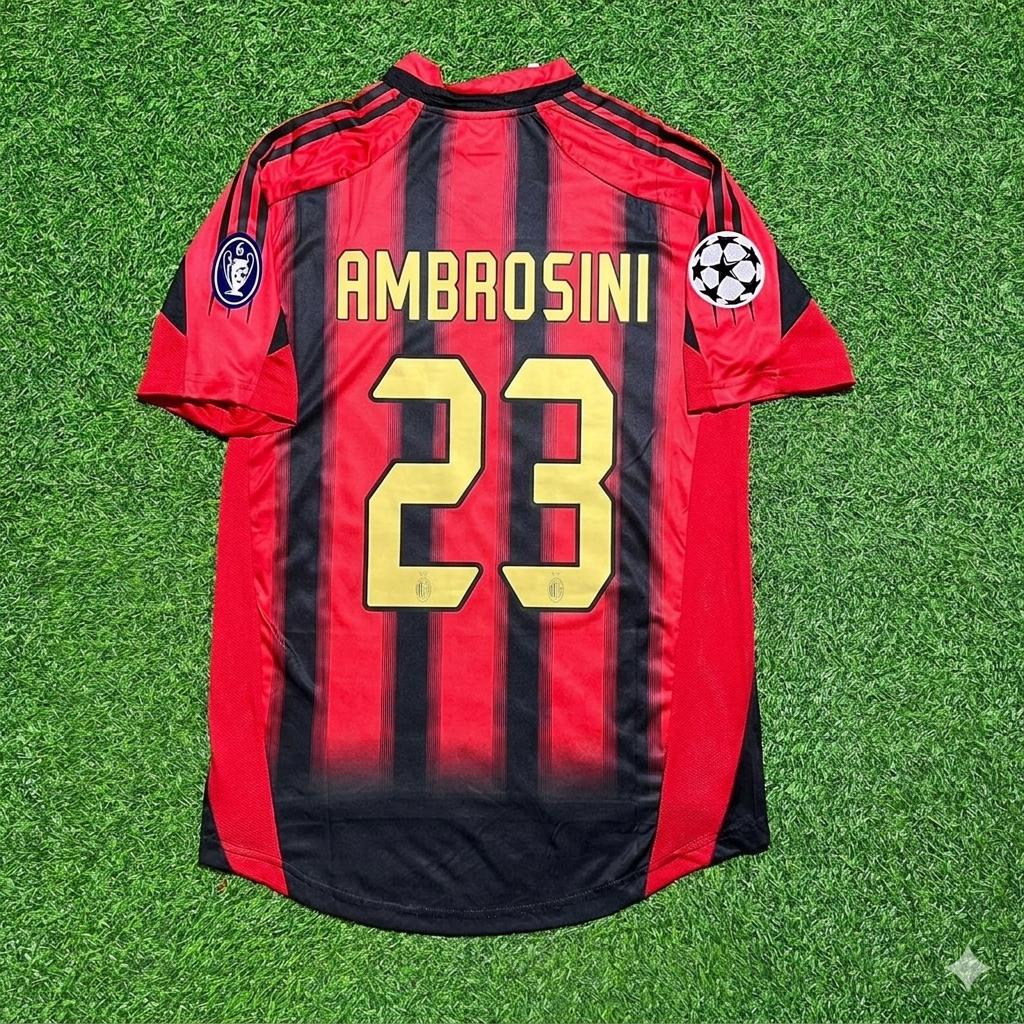 Massimo Ambrosini #23 AC Milan 2004 2005 Home Retro Football Jersey Kit