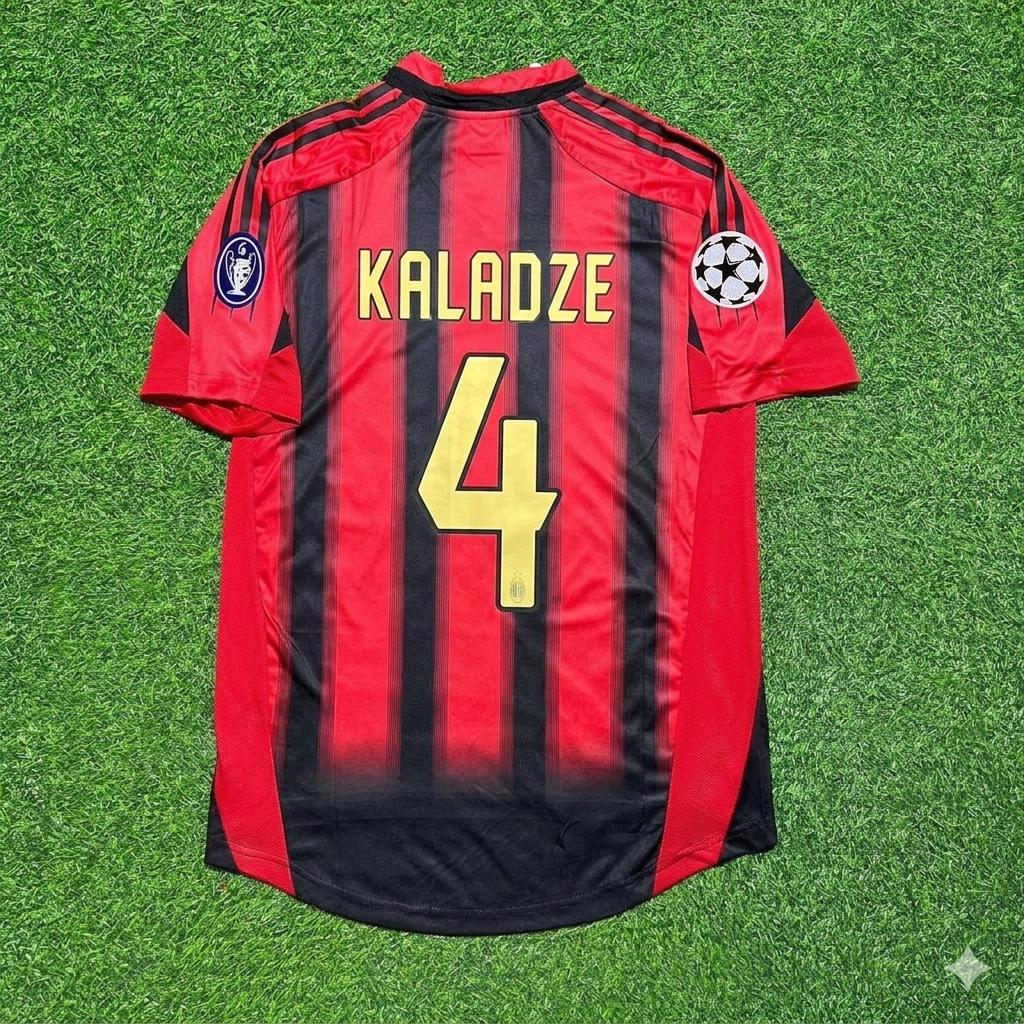 Kakhaber Kaladze #4 AC Milan 2004 2005 Home Retro Football Jersey Kit