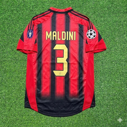 Paolo Maldini #3 AC Milan 2004 2005 Home Retro Football Jersey Kit