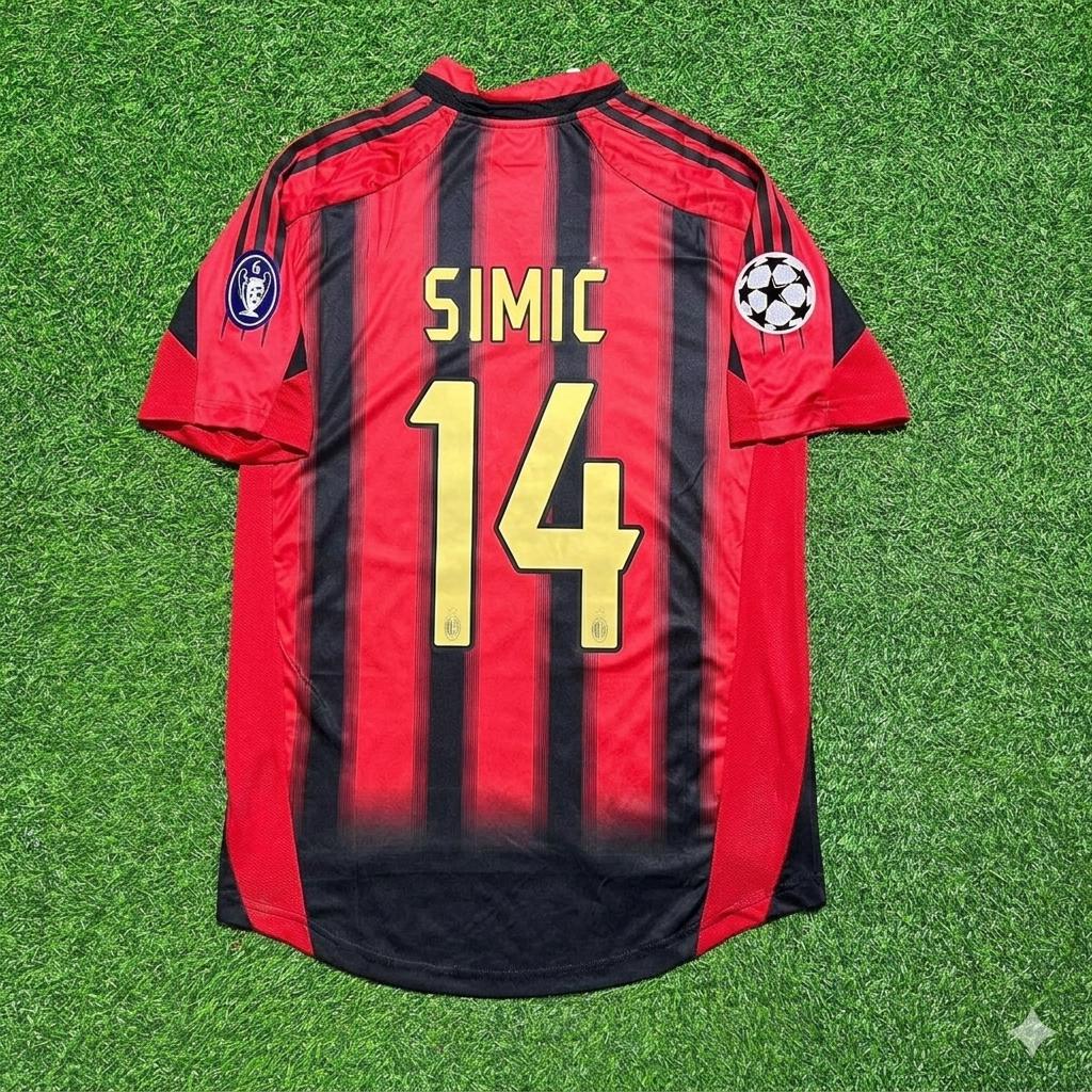 Dario Simic #14 AC Milan 2004 2005 Home Retro Football Jersey Kit