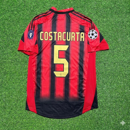 Alessandro Costacurta #5 AC Milan 2004 2005 Home Retro Football Jersey Kit