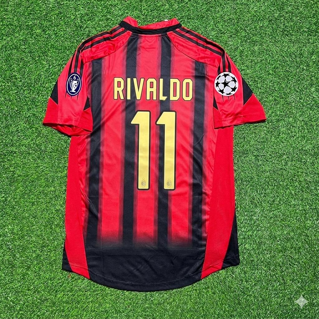 Rivaldo #11 AC Milan Home Retro Football Jersey Kit