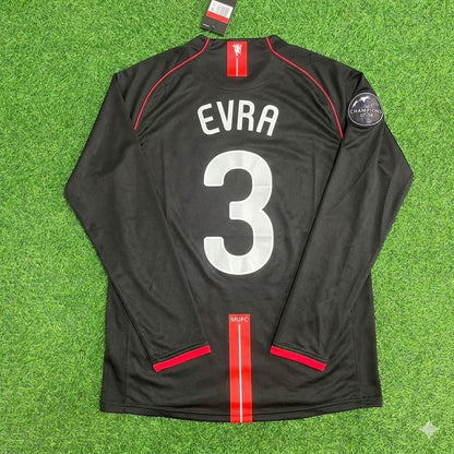 Patrice Evra Manchester United 2007/2008 Champions League Patch Black Retro Football Jersey Collection