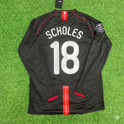 Paul Scholes Manchester United 2007/2008 Champions League Patch Black Retro Football Jersey Collection