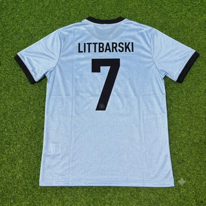 Pierre Littbarski Germany 125th Year Special Clear Blue Retro Football Jersey Kit