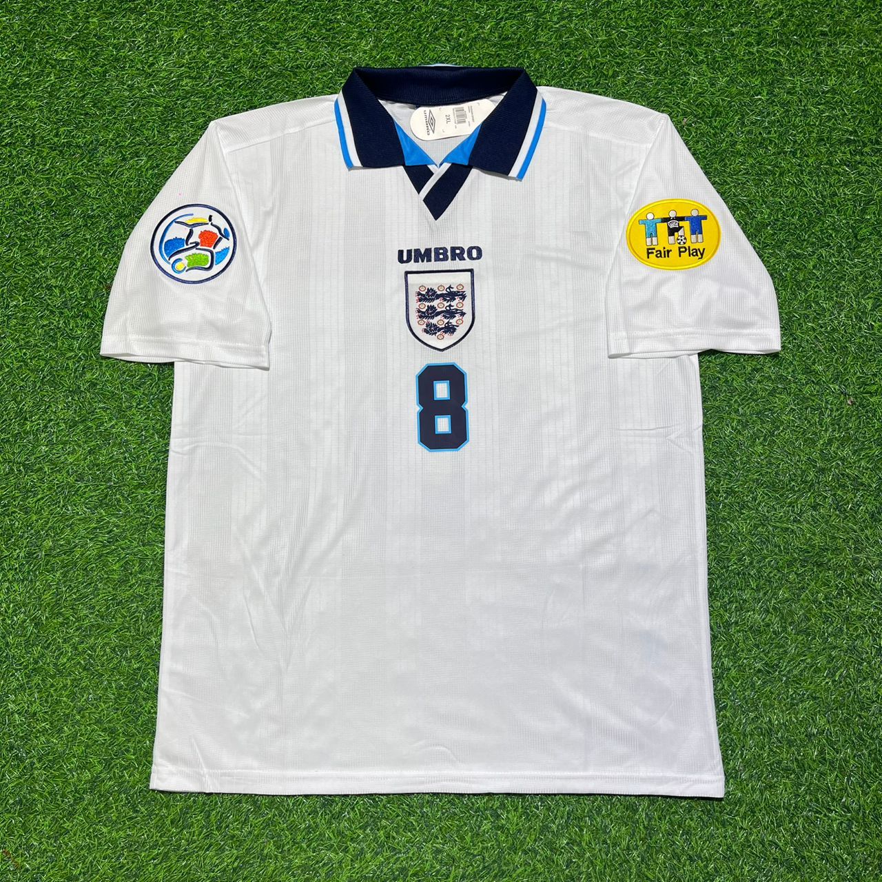 Paul Gascoigne 1996 White Retro Long Sleeve Football Jersey